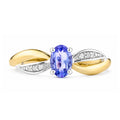 9ct Yellow Gold Tanzanite Engagement Ring with Diamond Crossover Shoulders