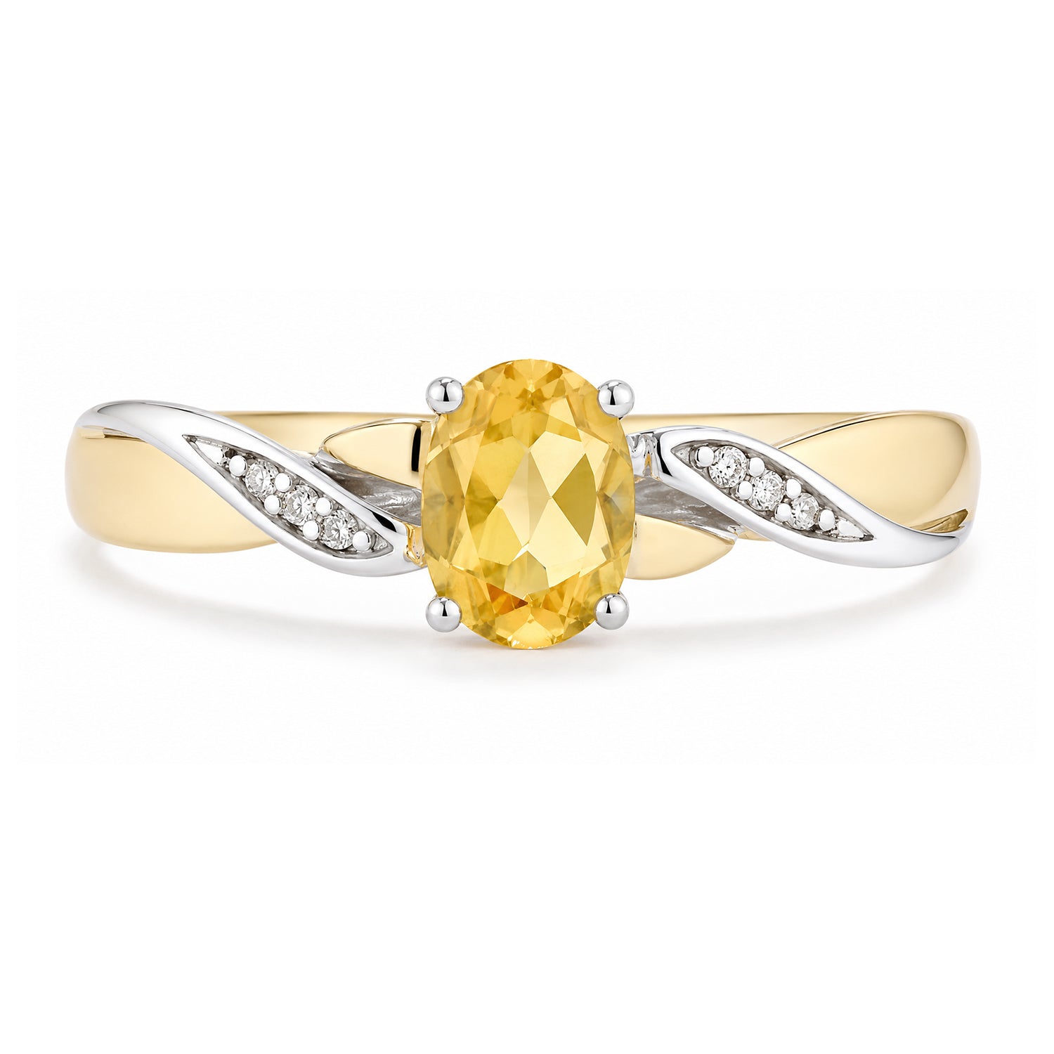 9ct Yellow Gold Citrine Engagement Ring with Diamond Kiss Shoulders