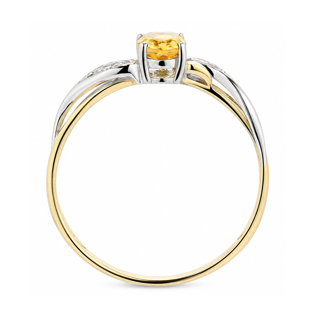 9ct Yellow Gold Citrine Engagement Ring with Diamond Kiss Shoulders