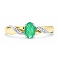 9ct Yellow Gold Emerald Engagement Ring with Diamond Kiss Shoulders
