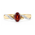 9ct Yellow Gold Garnet Engagement Ring with Diamond Kiss Shoulders