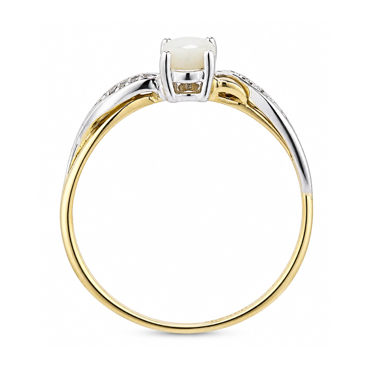 9ct Yellow Gold Opal Engagement Ring with Diamond Kiss Shoulders