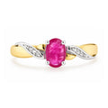 9ct Yellow Gold Ruby Engagement Ring with Diamond Kiss Shoulders