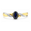 9ct Yellow Gold Sapphire Engagement Ring with Diamond Kiss Shoulders