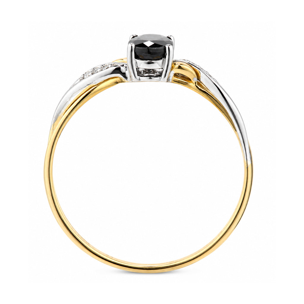 9ct Yellow Gold Sapphire Engagement Ring with Diamond Kiss Shoulders