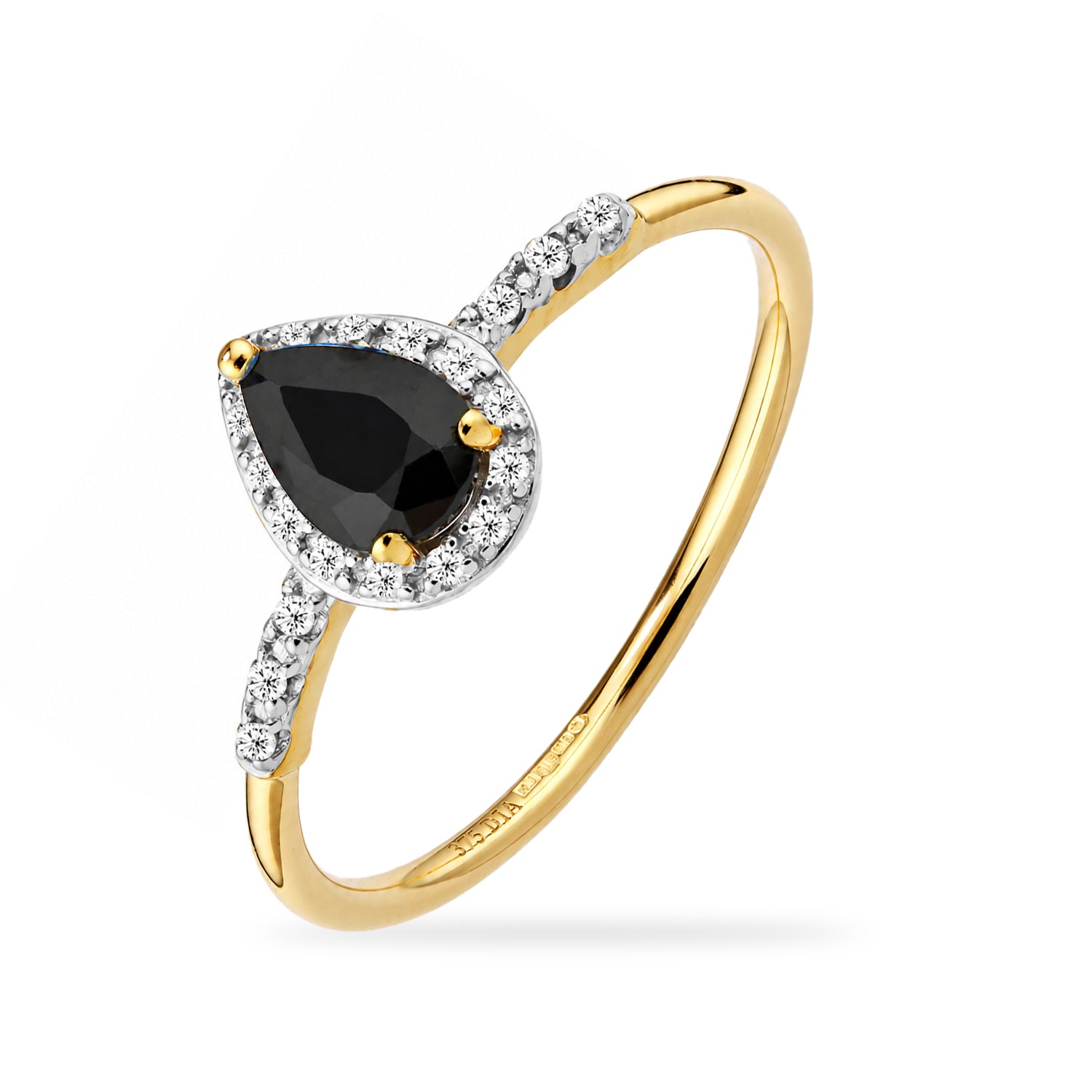 9ct Yellow Gold Pear Sapphire and Diamond Engagement Ring