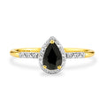 9ct Yellow Gold Pear Sapphire and Diamond Engagement Ring
