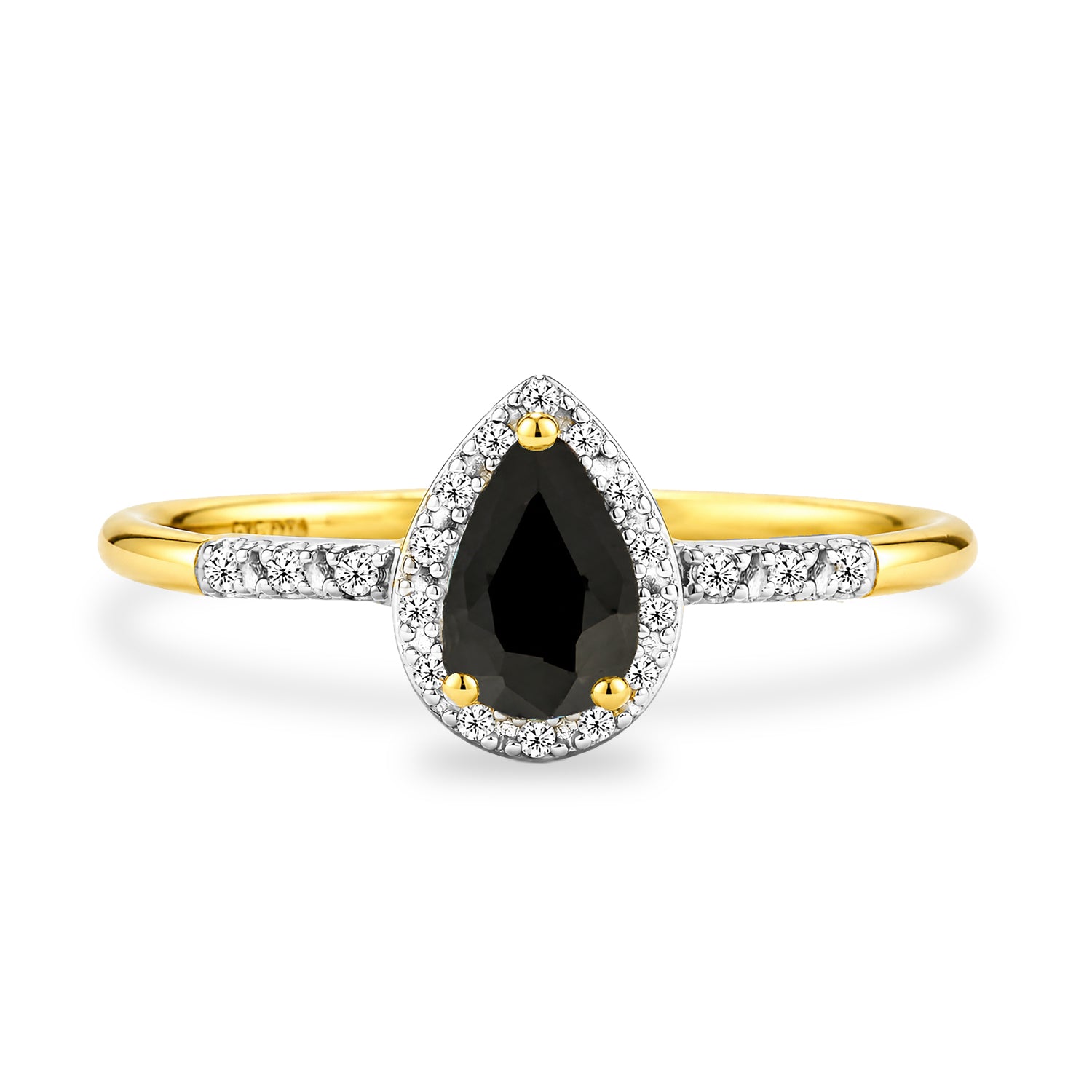 9ct Yellow Gold Pear Sapphire and Diamond Engagement Ring