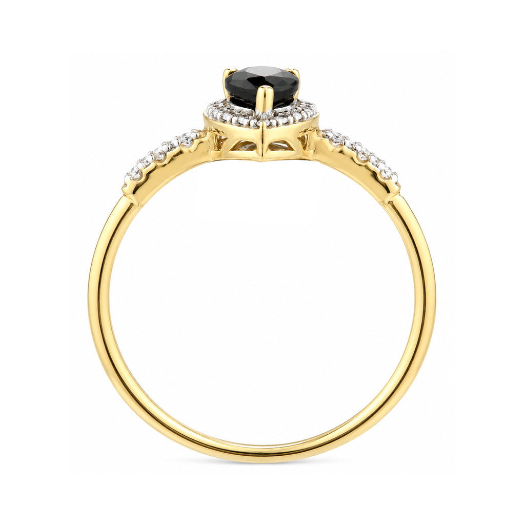 9ct Yellow Gold Pear Sapphire and Diamond Engagement Ring