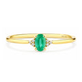 9ct Yellow Gold Emerald Engagement Ring with Trilogy Diamond Shoulders