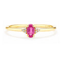 9ct Yellow Gold Ruby Engagement Ring with Trilogy Diamond Shoulders
