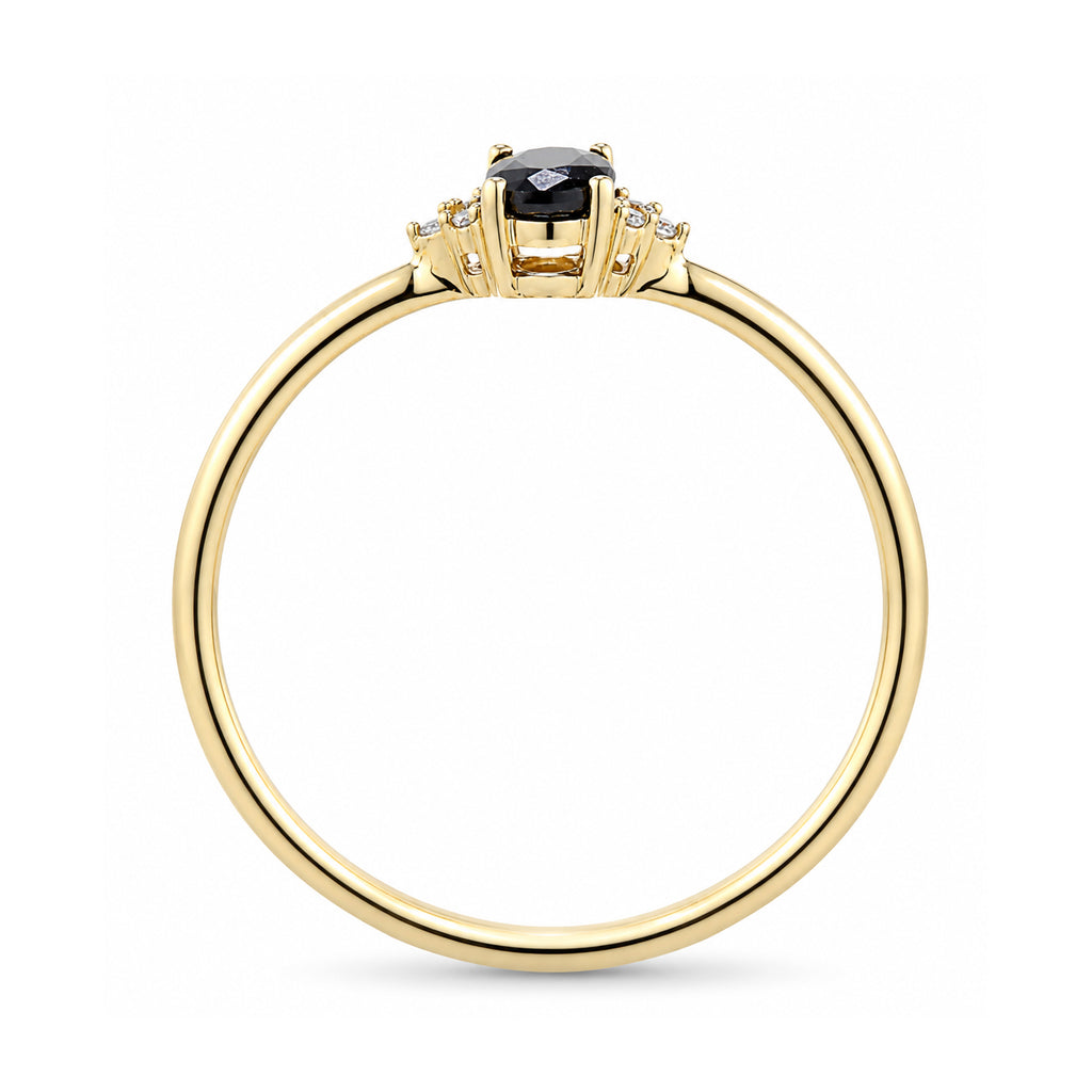 9ct Yellow Gold Sapphire Engagement Ring with Trilogy Diamond Shoulders