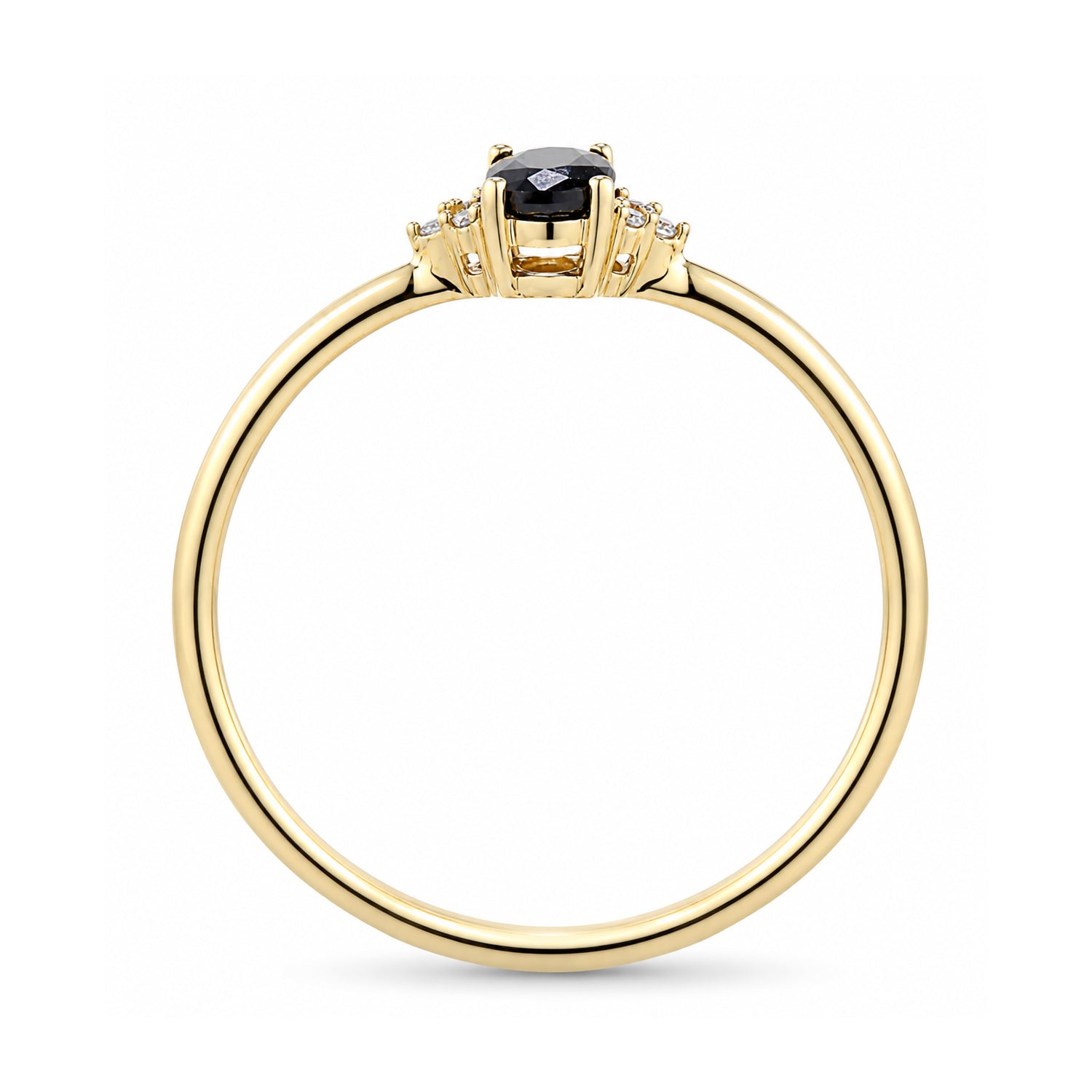 9ct Yellow Gold Sapphire Engagement Ring with Trilogy Diamond Shoulders