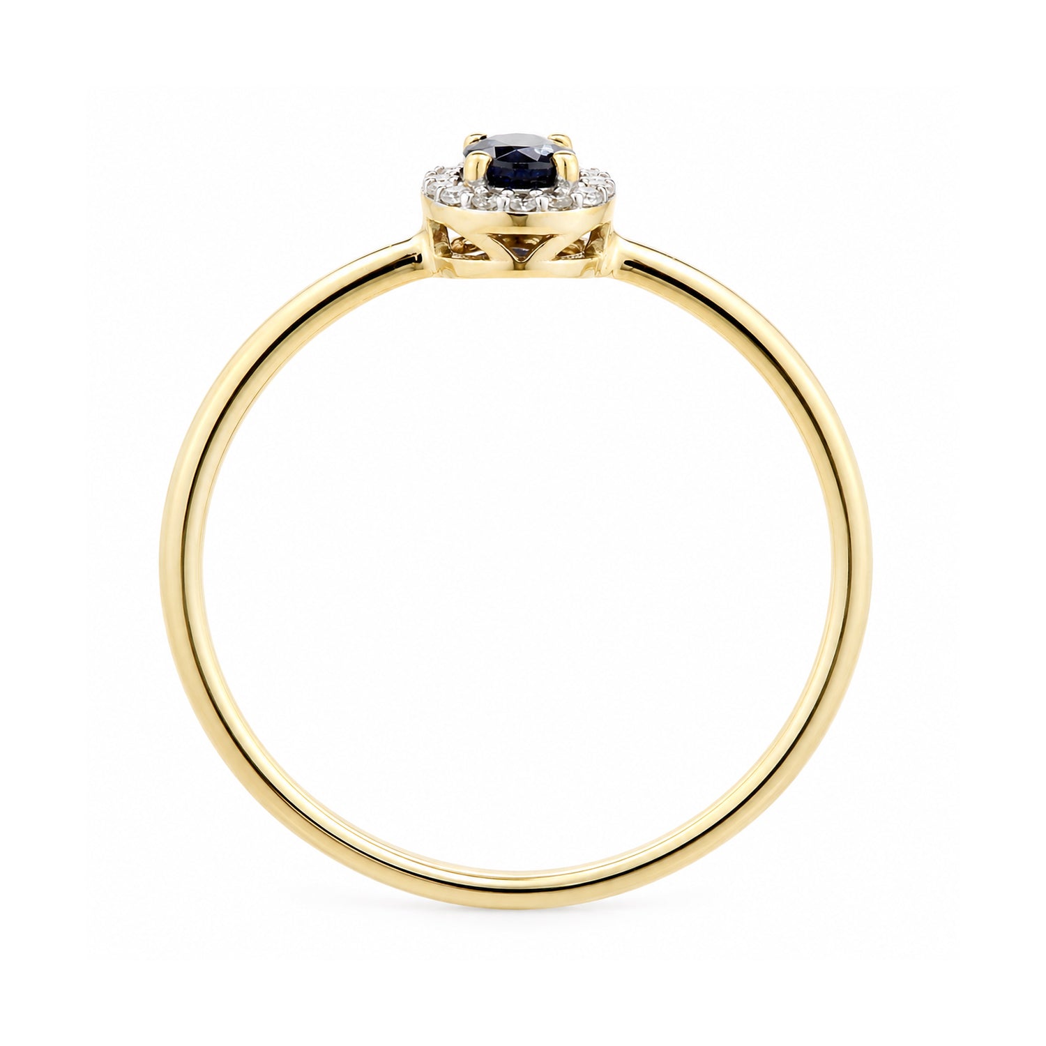 9ct Yellow Gold Sapphire and Diamonds Halo Ring
