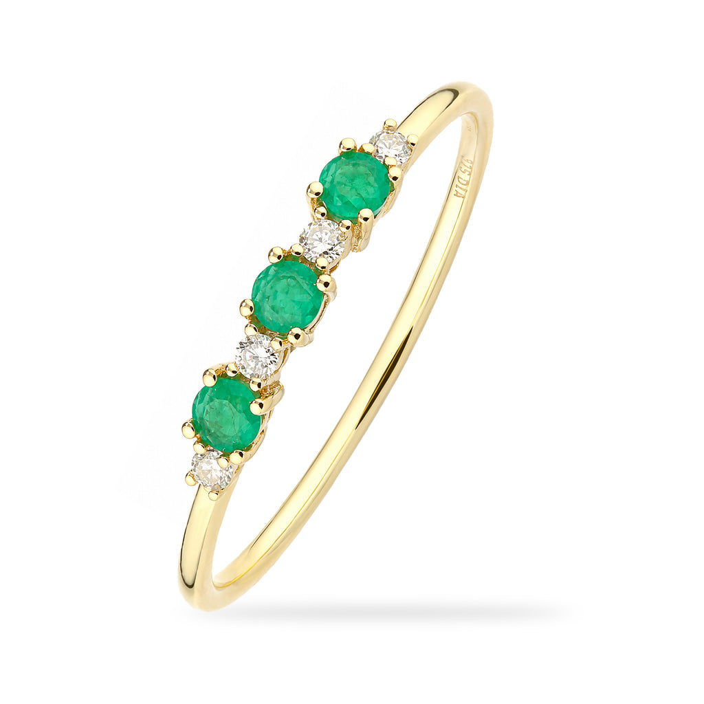 9ct Yellow Gold Emerald and Diamond Eternity Ring