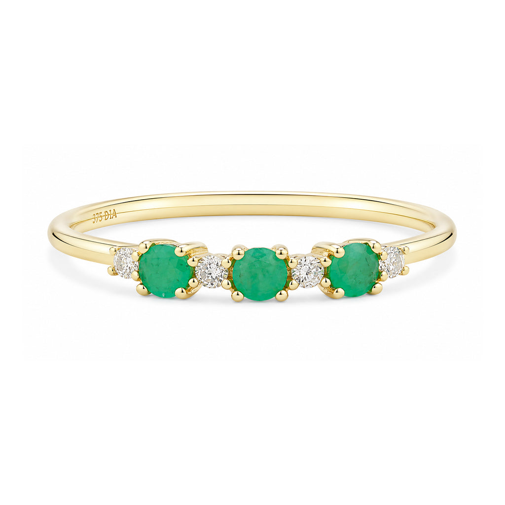 9ct Yellow Gold Emerald and Diamond Eternity Ring