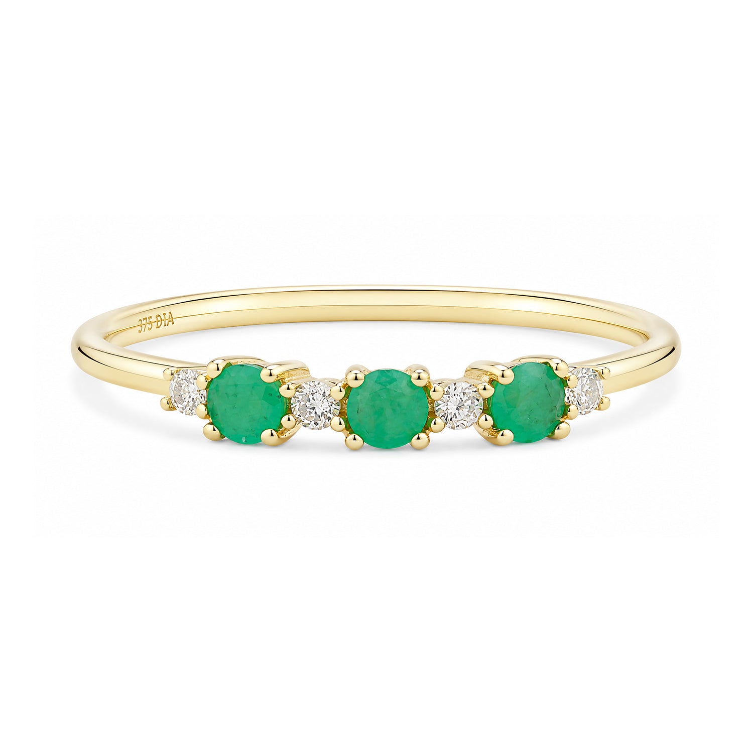9ct Yellow Gold Emerald and Diamond Eternity Ring