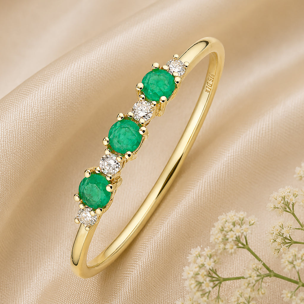 9ct Yellow Gold Emerald and Diamond Eternity Ring