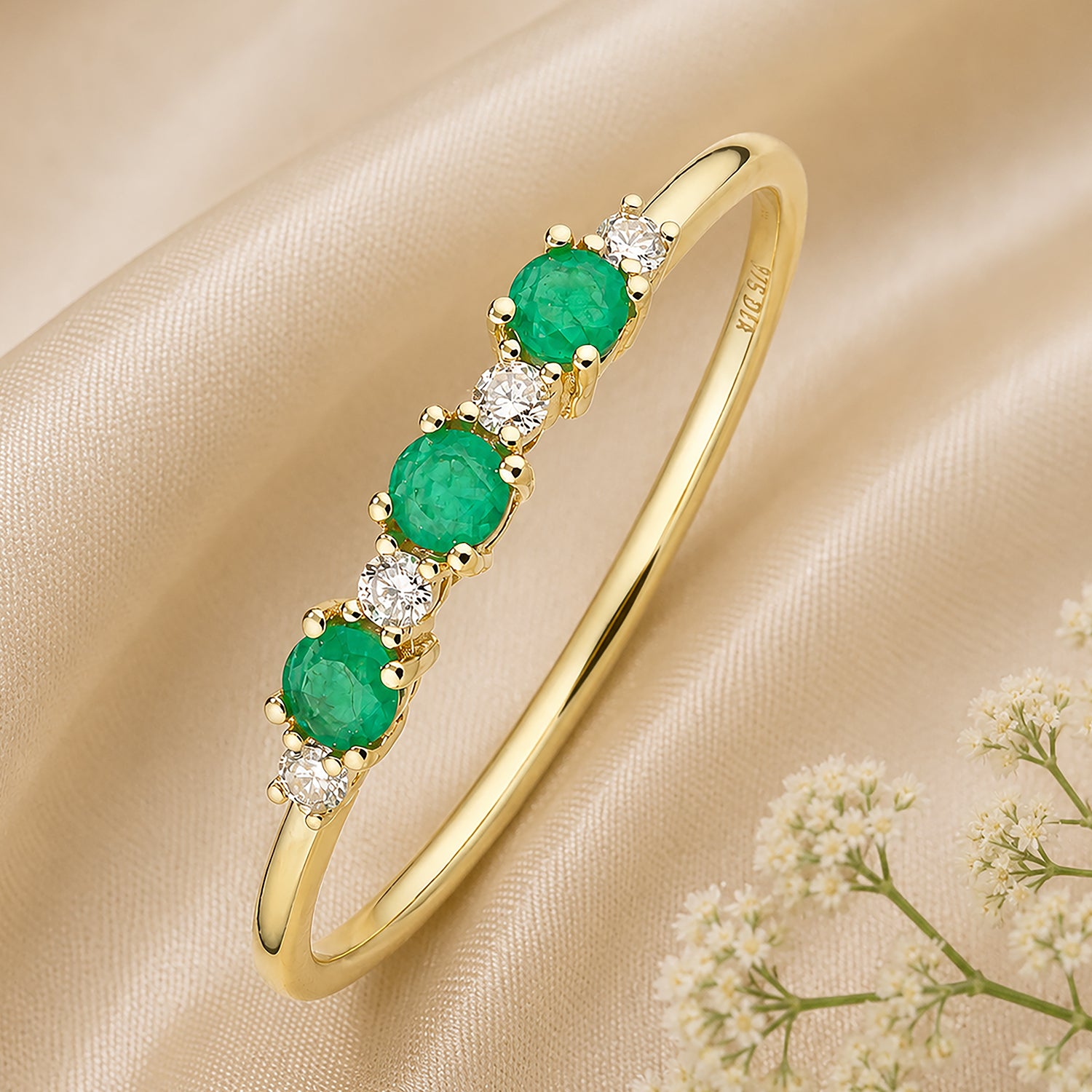 9ct Yellow Gold Emerald and Diamond Eternity Ring