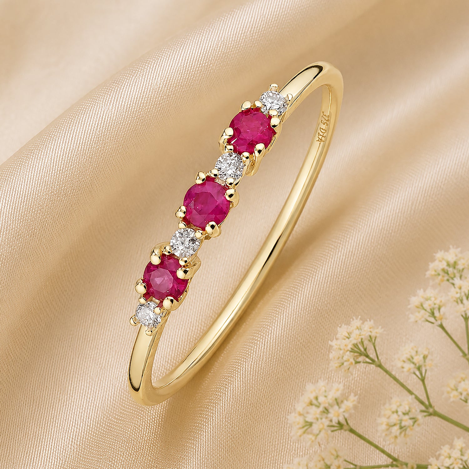 9ct Yellow Gold Ruby and Diamond Eternity Ring