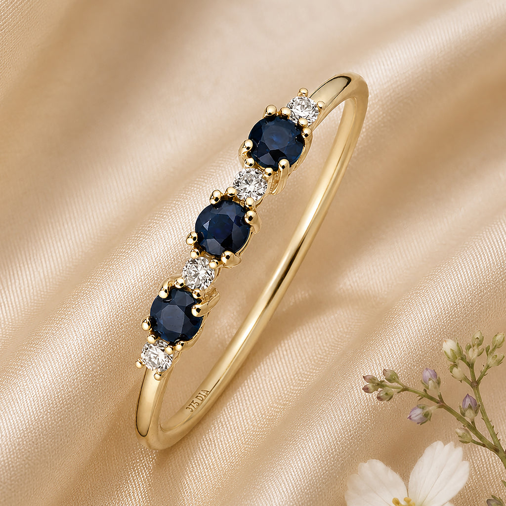 9ct Yellow Gold Sapphire and Diamond Eternity Ring