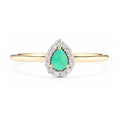 9ct Yellow Gold Pear Emerald and Diamond Halo Ring