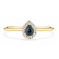 9ct Yellow Gold Pear Sapphire and Diamond Halo Ring