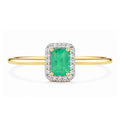 9ct Yellow Gold Emerald and Diamond Halo Ring
