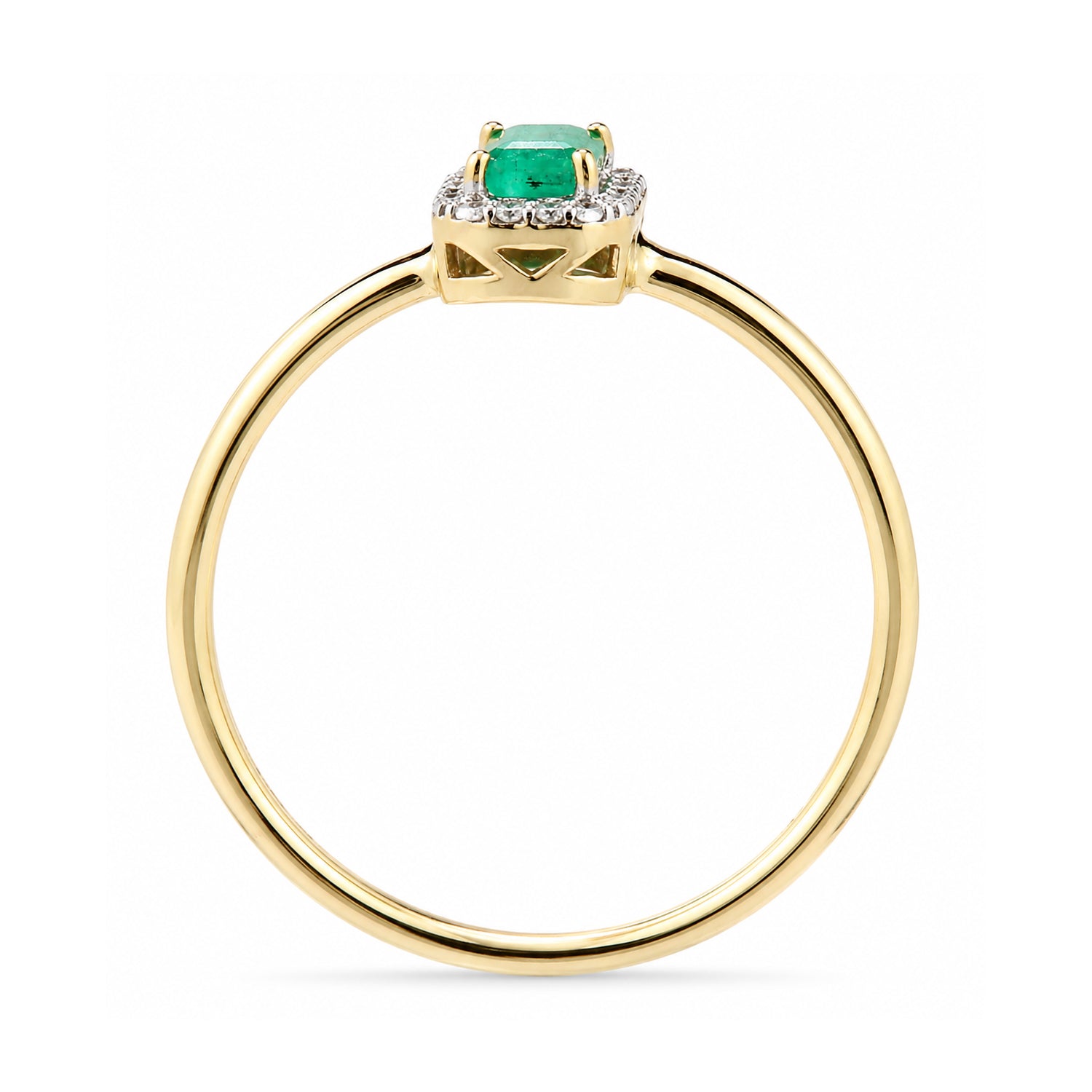 9ct Yellow Gold Emerald and Diamond Halo Ring