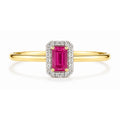 9ct Yellow Gold Ruby and Diamond Halo Ring