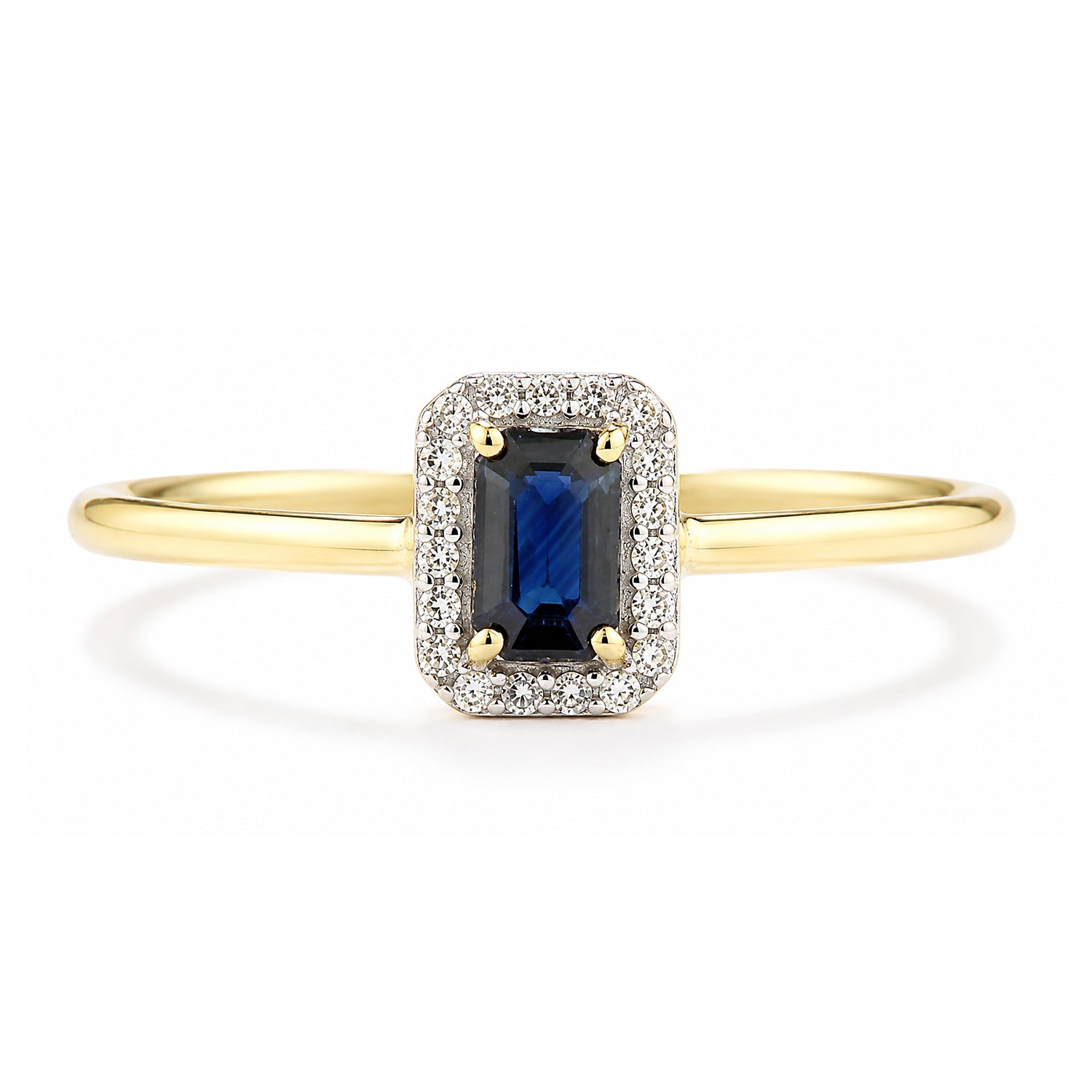 9ct Yellow Gold Sapphire and Diamond Halo Ring