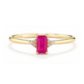 9ct Yellow Gold Ruby Promise Ring with Trilogy Diamond Shoulders