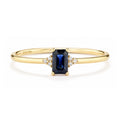 9ct Yellow Gold Sapphire Promise Ring with Trilogy Diamond Shoulders