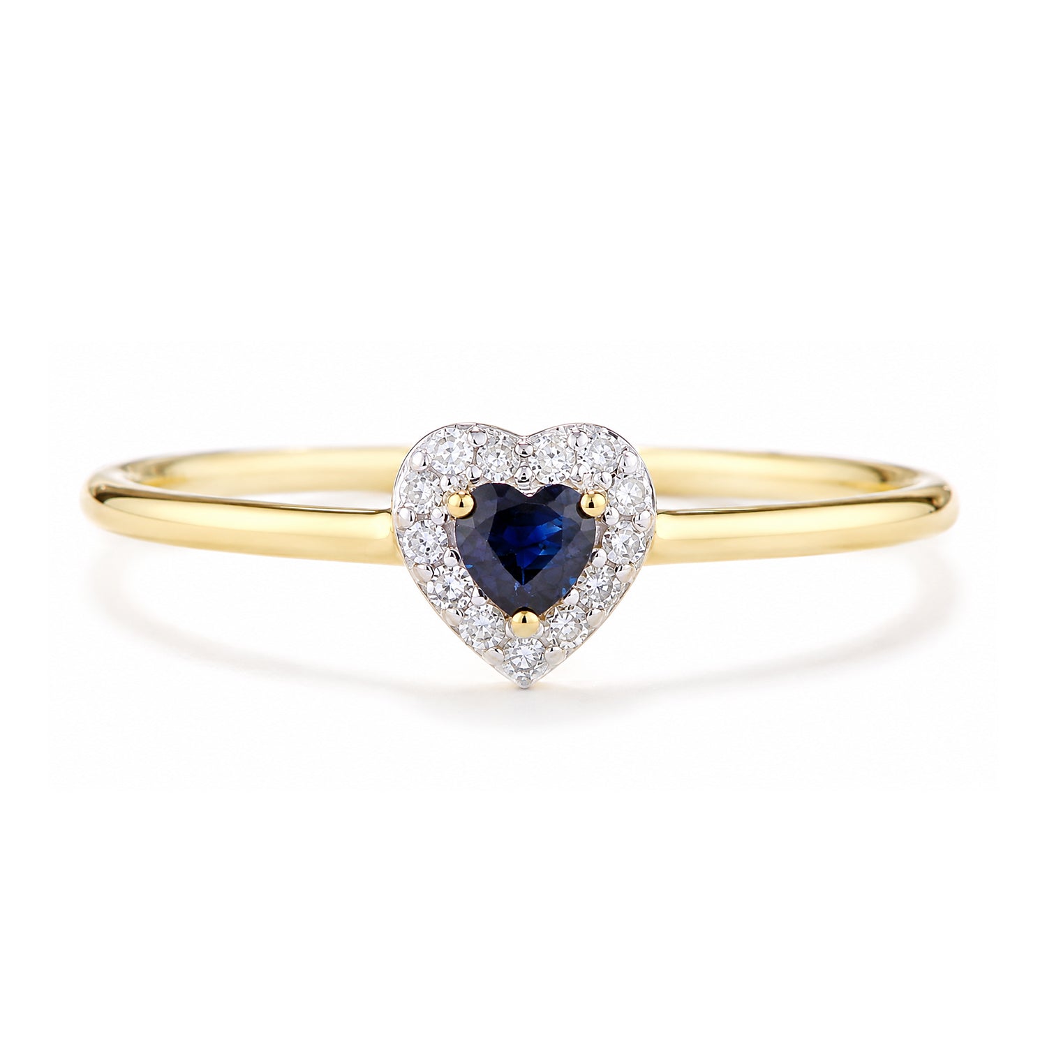9ct Yellow Gold Sapphire and Diamond Heart Ring