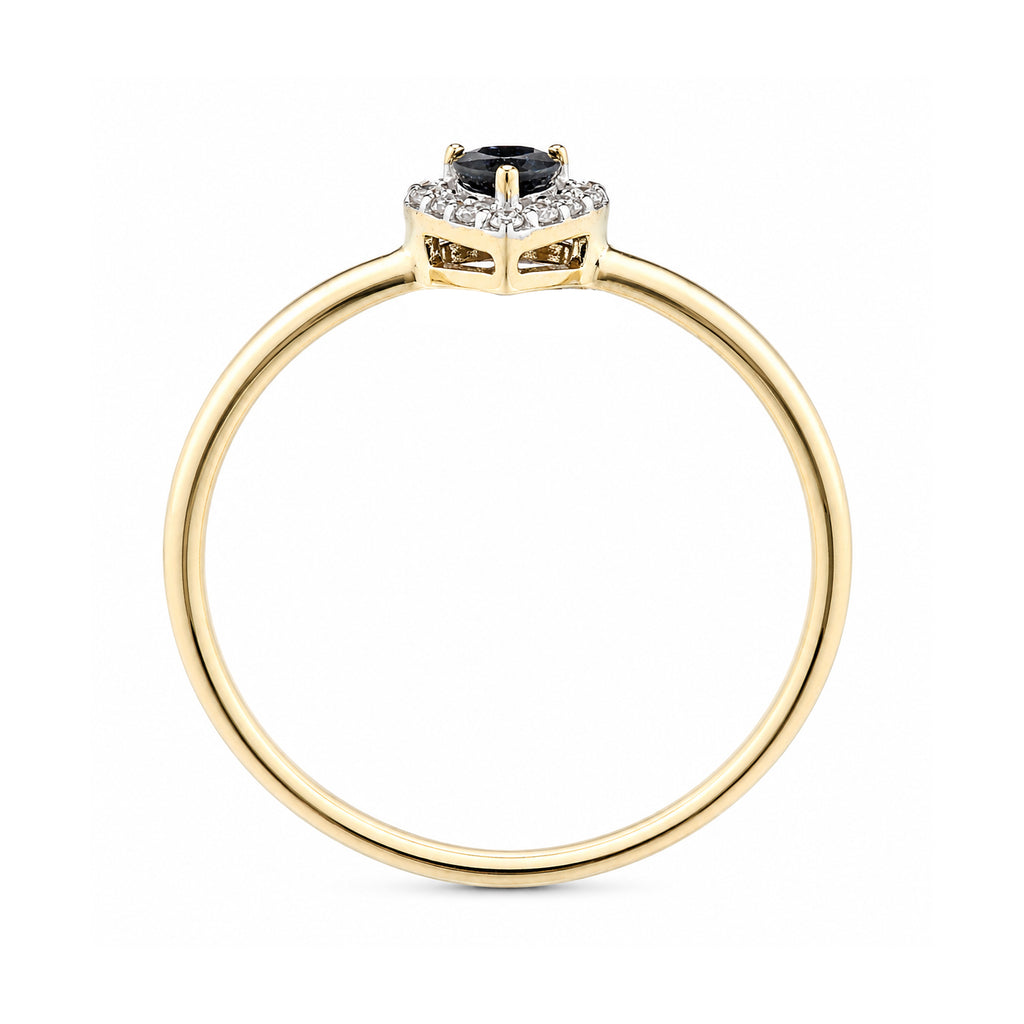 9ct Yellow Gold Sapphire and Diamond Heart Ring