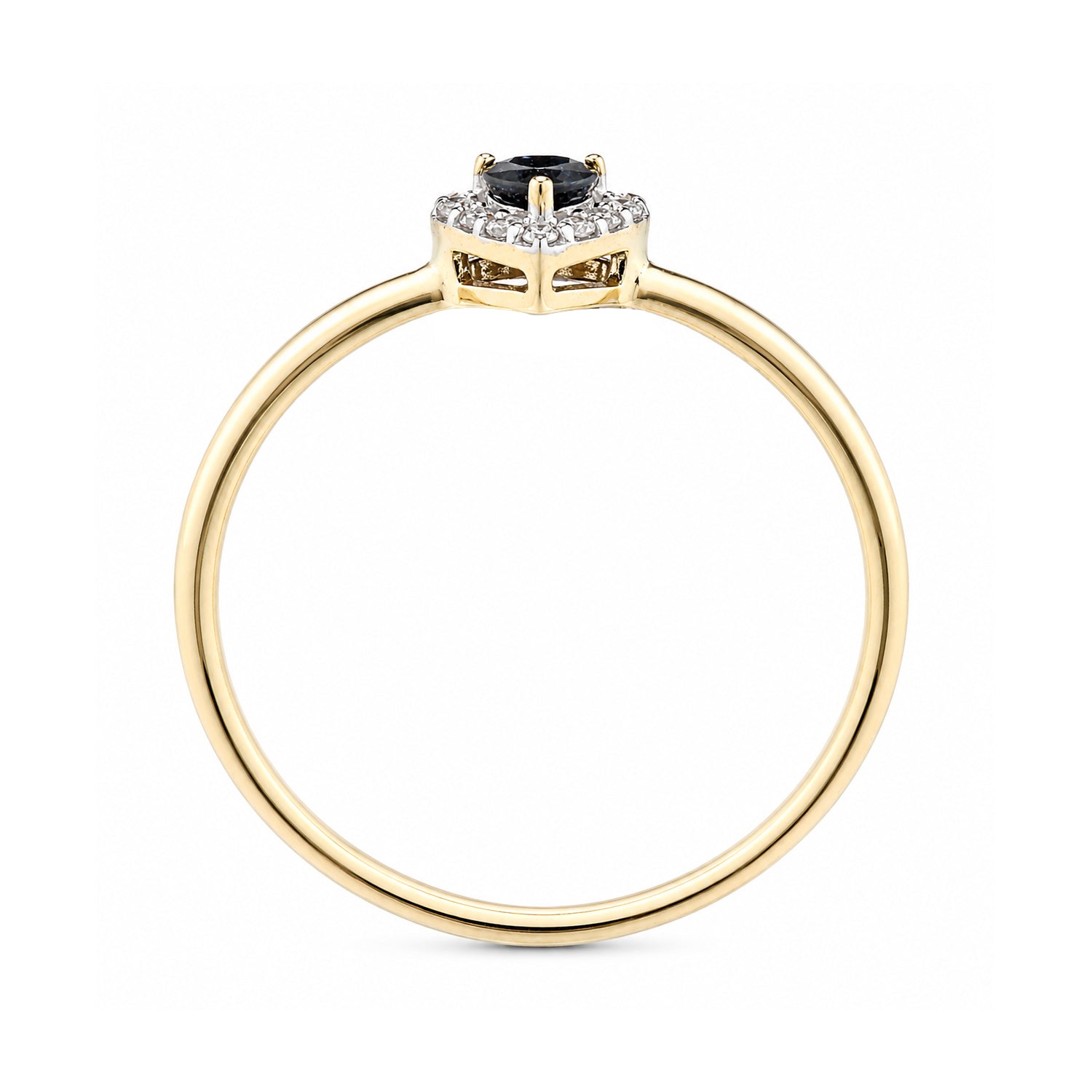 9ct Yellow Gold Sapphire and Diamond Heart Ring
