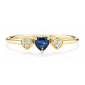 9ct Yellow Gold Sapphire and Diamond Trilogy Heart Ring