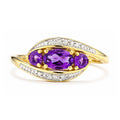 9ct Yellow Gold Amethyst and Diamond Trilogy Crossover Ring