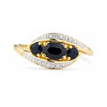9ct Yellow Gold Sapphire and Diamond Trilogy Crossover Ring
