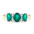 9ct Yellow Gold Lab Emerald and Diamond Trilogy Ring