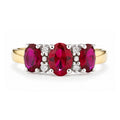 9ct Yellow Gold Lab Ruby and Diamond Trilogy Ring