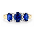 9ct Yellow Gold Lab Sapphire and Diamond Trilogy Ring