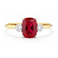 9ct Yellow Gold Lab Ruby and Diamond Trilogy Engagement Ring