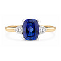 9ct Yellow Gold Lab Sapphire and Diamond Trilogy Engagement Ring