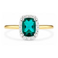 9ct Yellow Gold Lab Emerald and Diamond Halo Ring