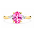 9ct Yellow Gold Lab Pink Sapphire and Diamond Engagement Ring
