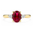 9ct Yellow Gold Lab Ruby and Diamond Engagement Ring