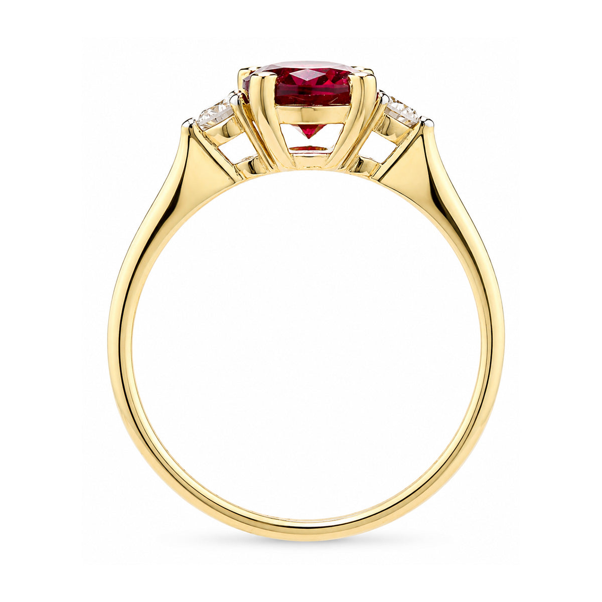 9ct Yellow Gold Lab Ruby and Diamond Engagement Ring
