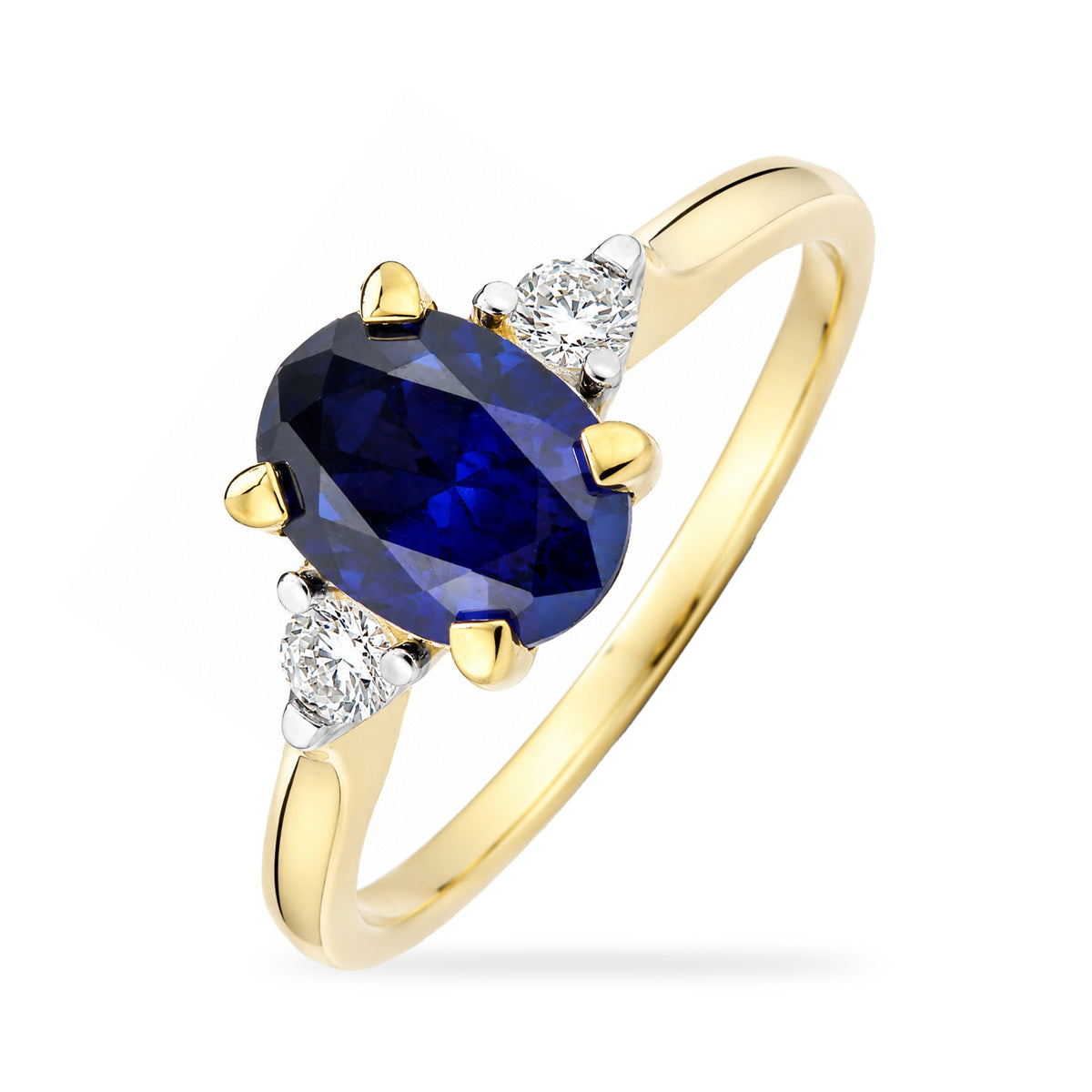 9ct Yellow Gold Lab Sapphire and Diamond Engagement Ring