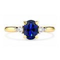 9ct Yellow Gold Lab Sapphire and Diamond Engagement Ring